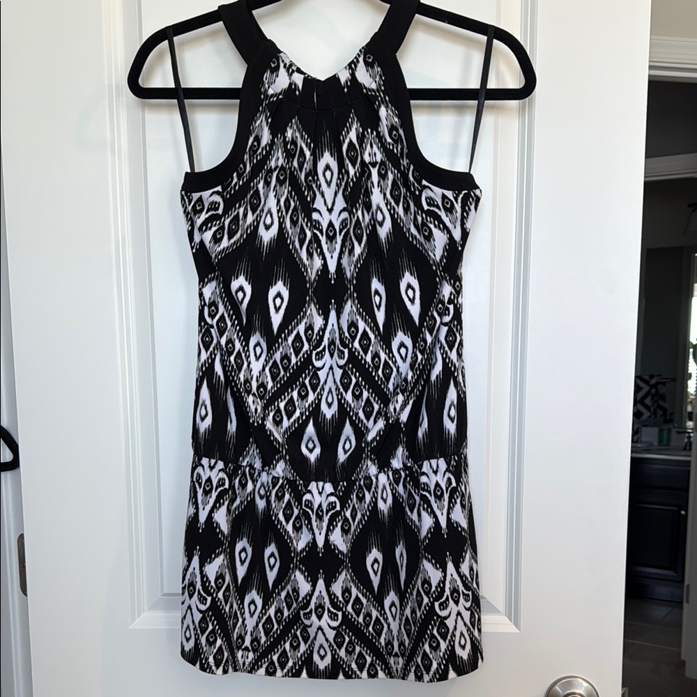 White House Black Market Black and White Sleeveless Halter Top